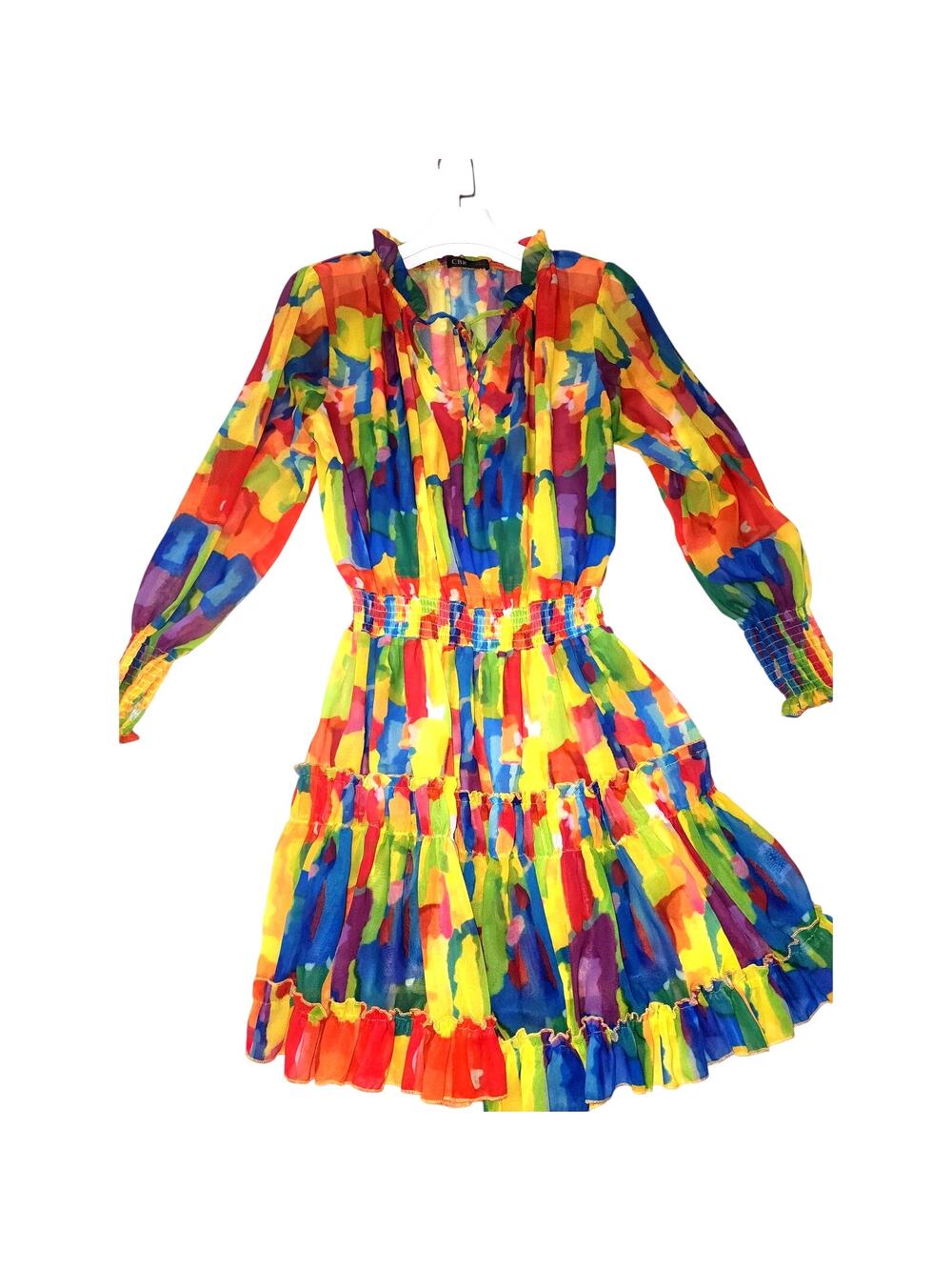 Multicolor Ruffle Tiered Mini Dress Size L